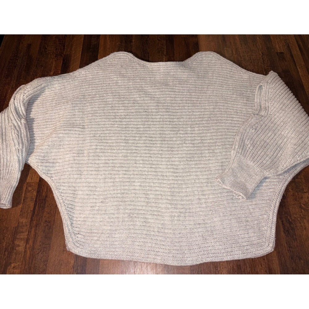 Daytrip Women Gray Ribbed Knit Cold Shoulder Batwing Oversized Sweater Size M